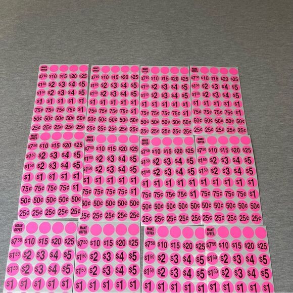 Sunburst Systems Priced & Numbered Garage Sale Stickers 16 PCS. Set - Pink - Picture 5 of 6